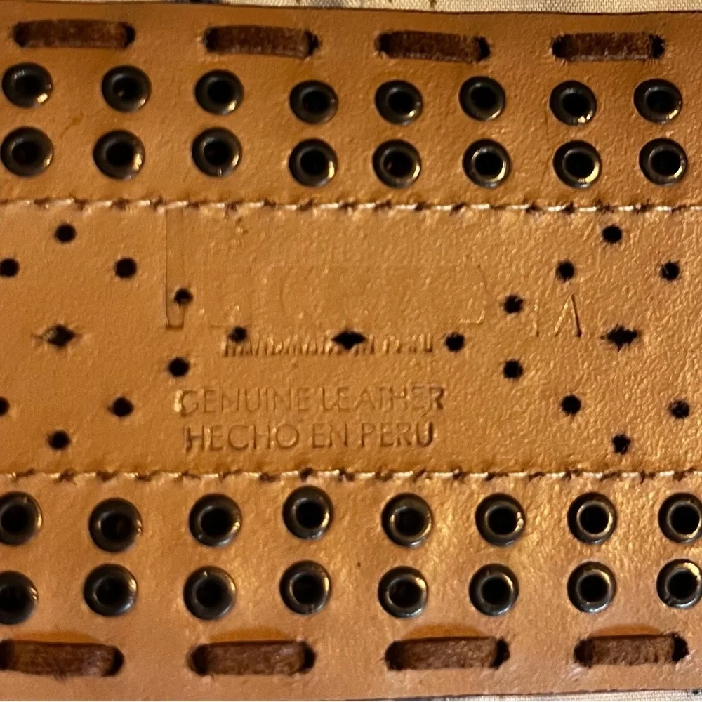 Lucero Peru Wide Leather Belt Double Buckle Women’s Large Studded Coachella